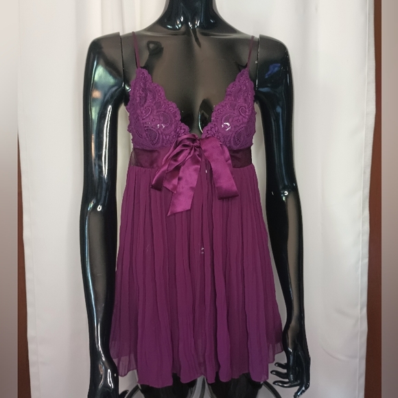 Victoria's Secret Fairy Babydoll Camisole Top Small Purple Lace Bow Whimsigoth - Picture 1 of 10